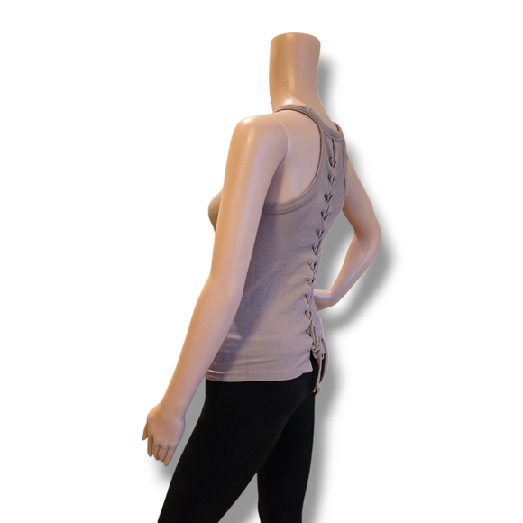 RAZZLE DAZZLE Women's Ribbed Tie Back Sleeveless Tank Top in Nude - Picture 10 of 16